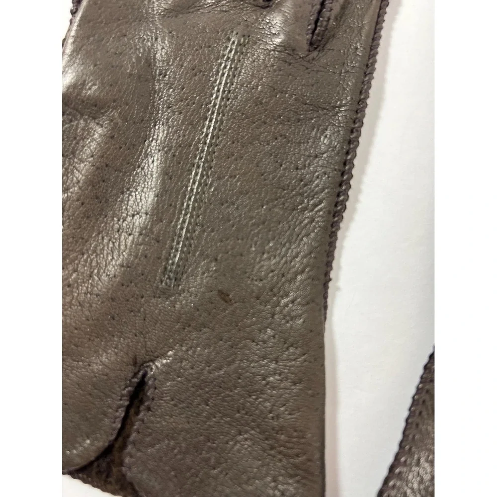 Deerskin leather gloves New with tags old stock vintage dark brown size 7 small